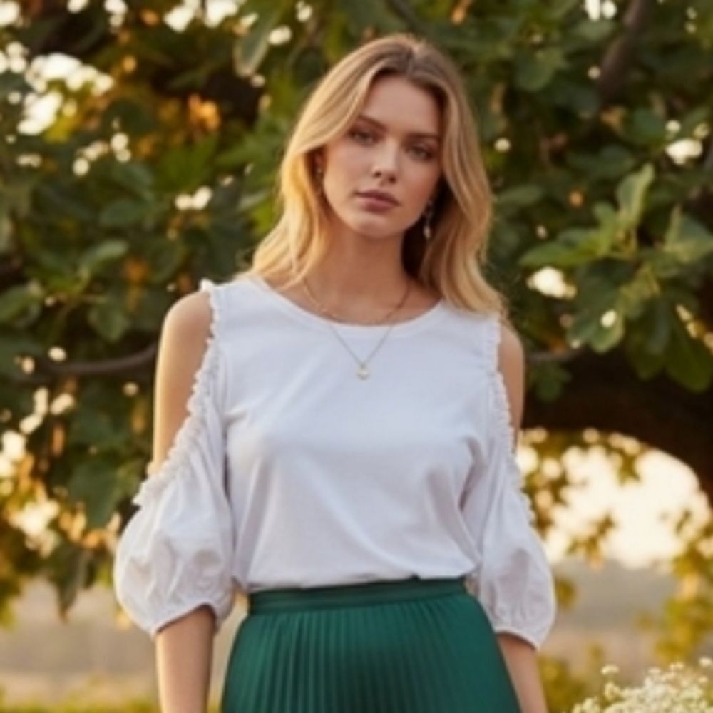 Zara White Cold Shoulder Blouse